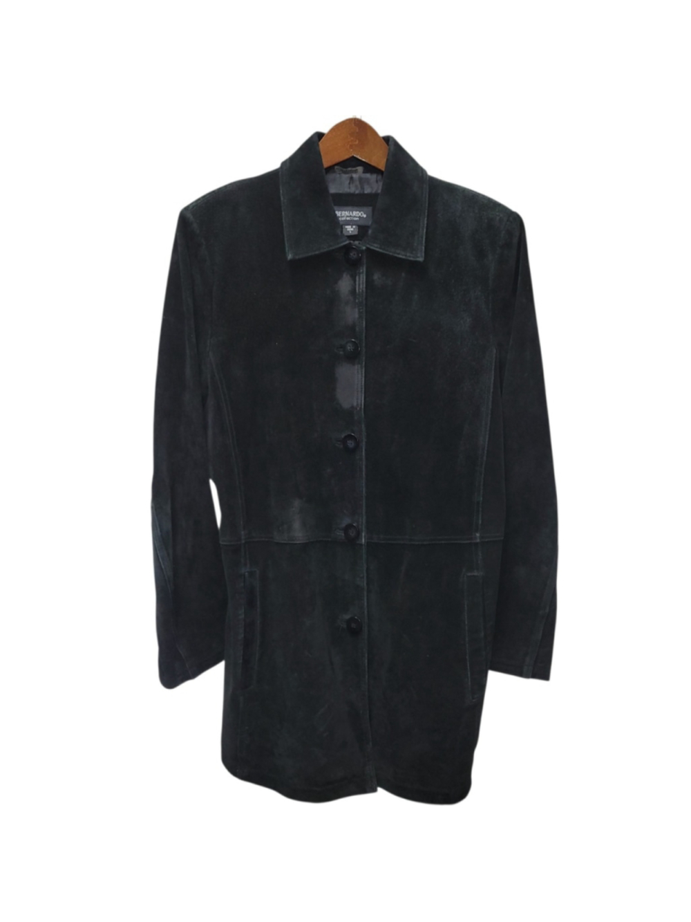 BERNANDO Women's Black Button-down Long-Sleeves Genuine Leather Mid-length Large - Picture 4 of 8